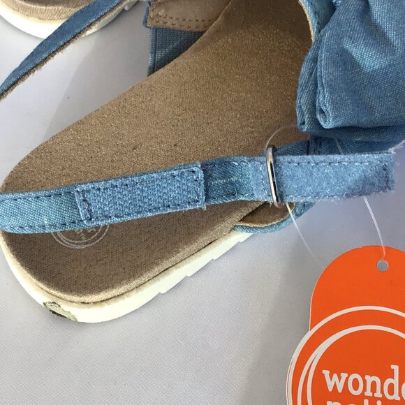 Wonder Nation Toddler Girl Sandals Adjustable Textile Fabric Bow Blue Size 11 - Picture 5 of 7